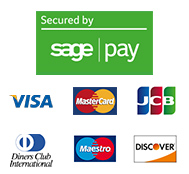 Secured card payments by SAGE|PAY - Visa, Mastercard, JCB, Diners Club International, Discover, Maestro